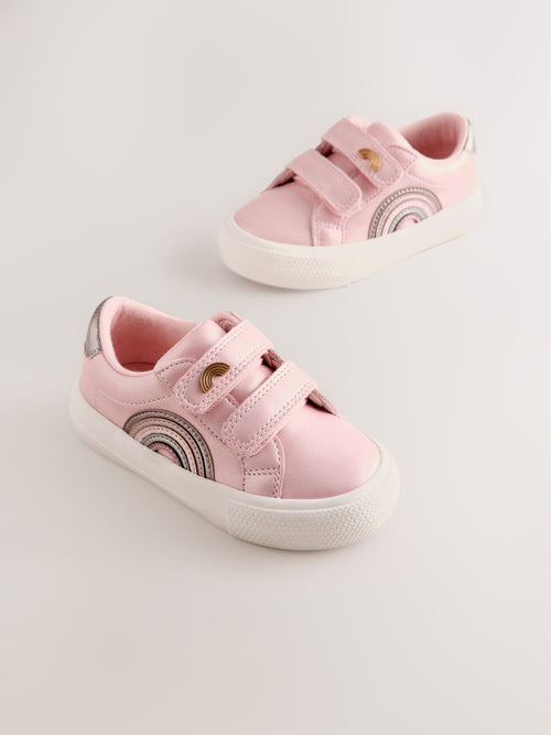 Pink Metallic Standard Fit (F) Touch Fasten Trainers