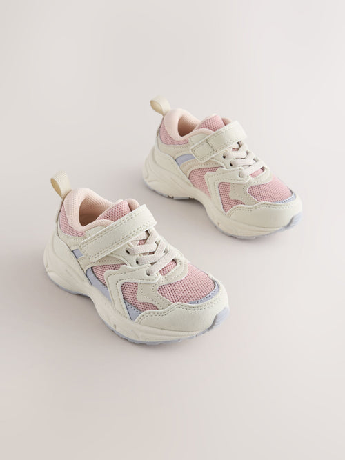 Pink/Neutral Elastic Lace Touch Fasten Trainers