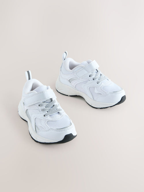 White Elastic Lace Touch Fasten Trainers