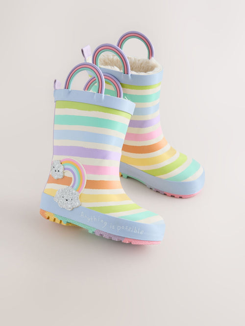 Multi Pastel Rainbow Handle Wellies