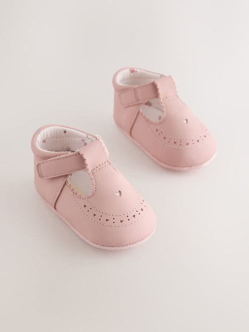 Pink Leather Baby T-Bar Shoes (0-24mths)