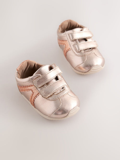 Bronze Metallic Baby Touch Fastening Trainers