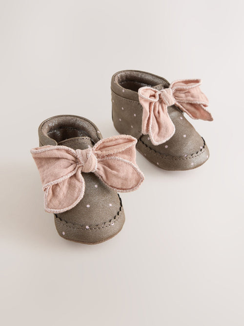 Chocolate Brown Polka Dot Baby Boots (0-18mths)