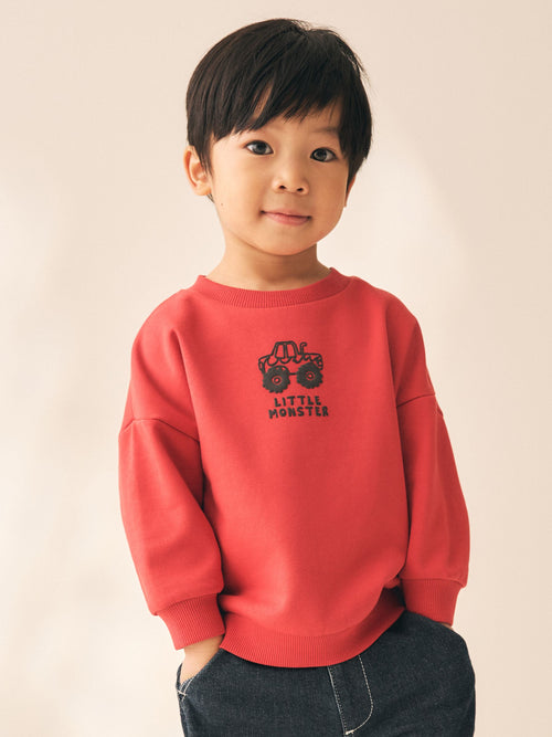 Red Truck Printed Crew Neck Sweat Top (3mths-7yrs)