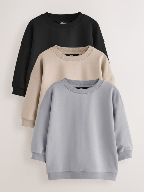 Black/Grey Plain Sweat Tops 3 Pack (3mths-7yrs)