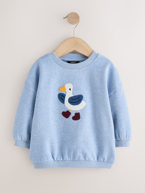 Light Blue Goose Printed Crew Neck Sweat Top (3mths-7yrs)