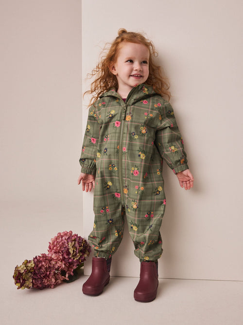 Green Check Waterproof Fleece Lined Puddlesuit (3mths-7yrs)