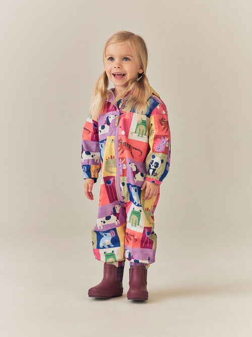 Multi Animals with 3D Spikes Waterproof Fleece Lined Puddlesuit (3mths-7yrs)