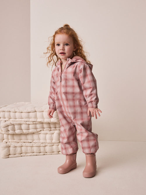 Pink Check Waterproof Fleece Lined Puddlesuit (3mths-7yrs)
