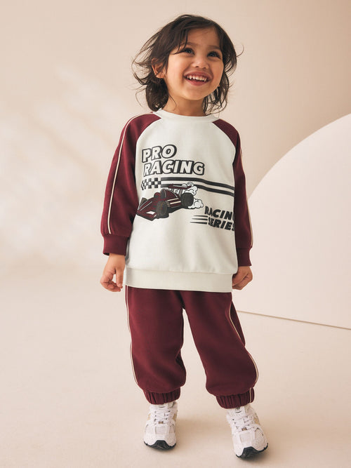 Burgundy Red Crew Neck Joggers Set (3mths-7yrs)