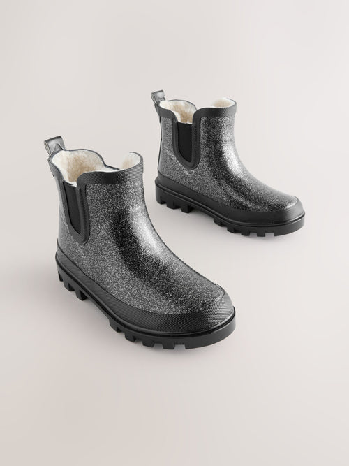 Black Glitter Chelsea Wellies