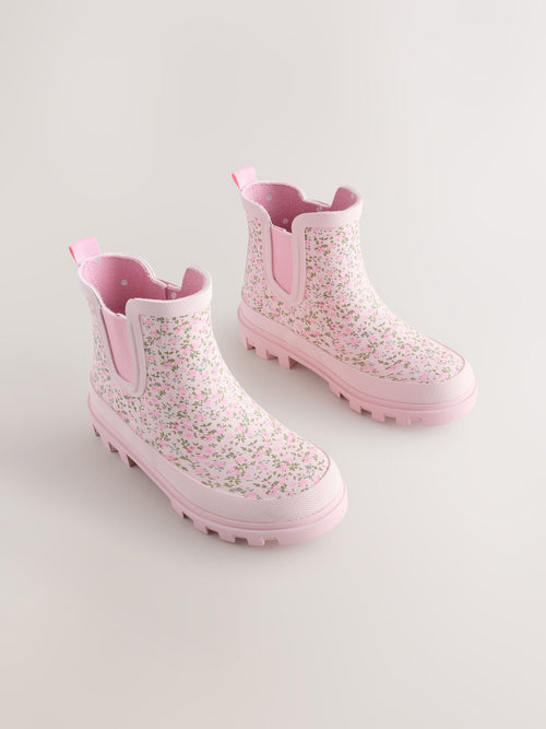 Pink Floral Chelsea Wellies