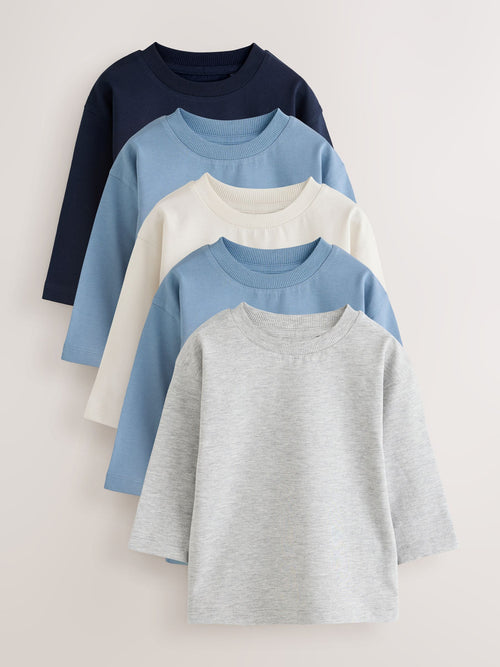 Blue/Navy Long Sleeve T-Shirts 5 Pack (3mths-7yrs)