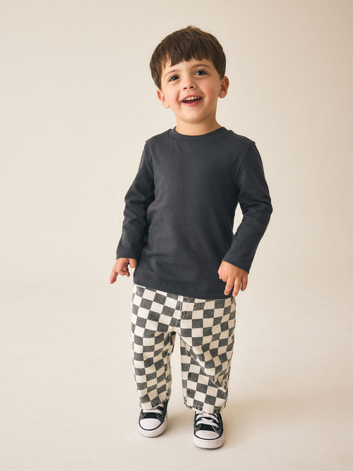 Charcoal Grey Long Sleeve Plain T-Shirt (3mths-7yrs)
