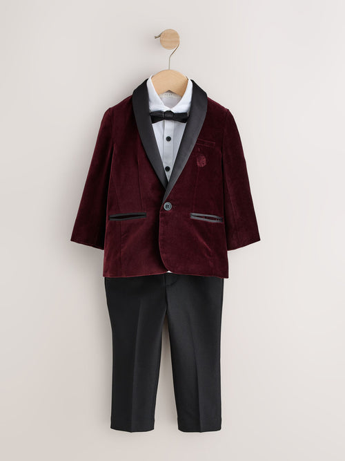 Burgundy Red Blazer, Shirt & Trouser Set Blazer Shirt Trousers and Bow Tie Set (3mths-12yrs)