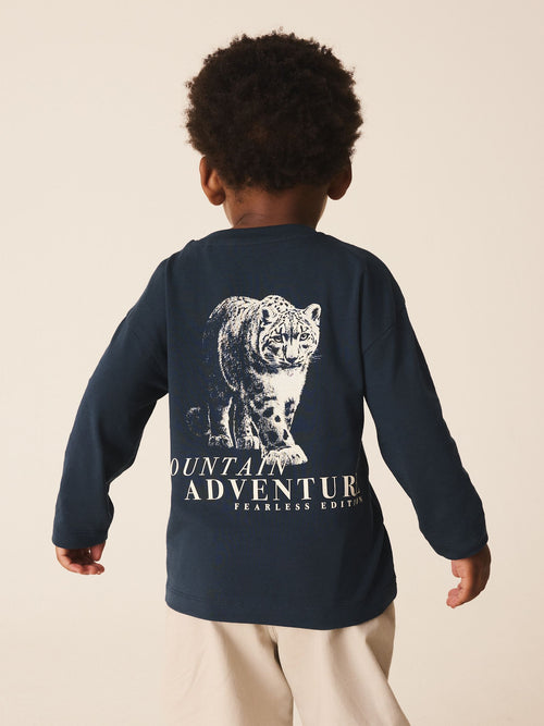 Navy Tiger Long Sleeve Back Graphic T-Shirt (3mths-10yrs)