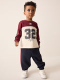 Berry/Ecru Varsity Top and Joggers Set (3mths-7yrs)