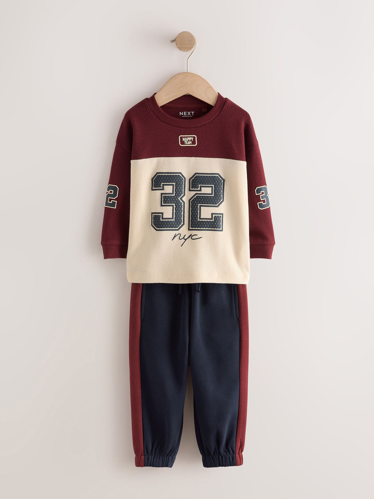 Berry/Ecru Varsity Top and Joggers Set (3mths-7yrs)
