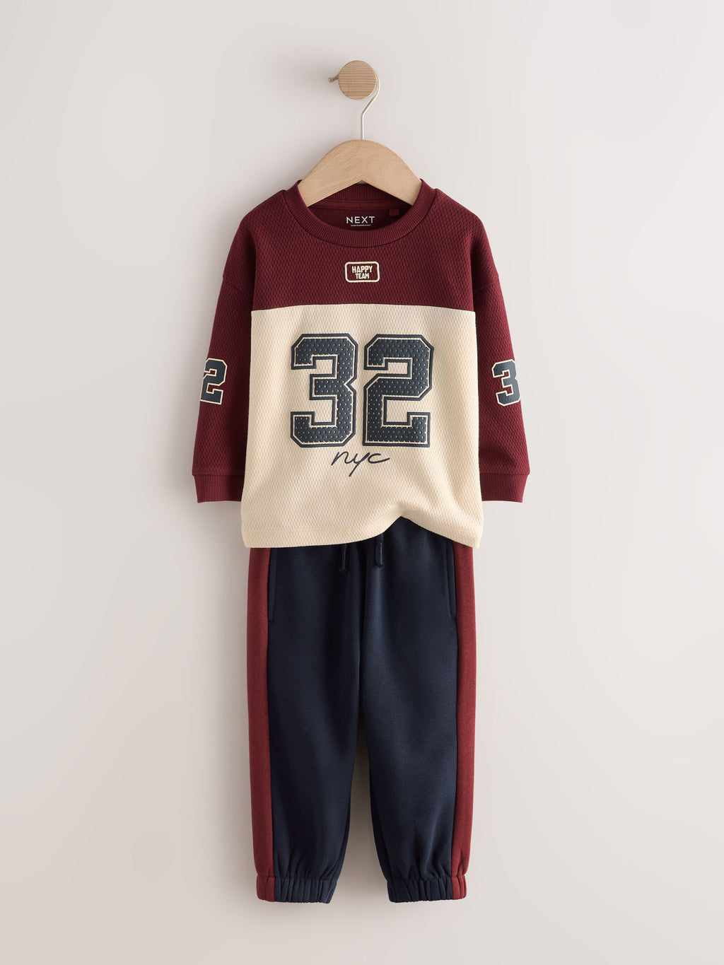 Berry/Ecru Varsity Top and Joggers Set (3mths-7yrs)