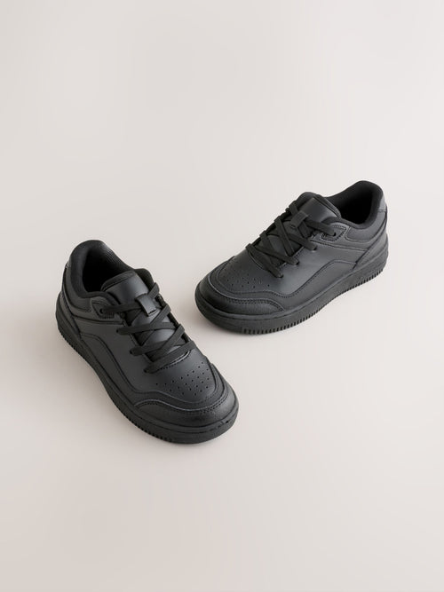 Black Wide Fit (G) Leather Lace-up School Shoes