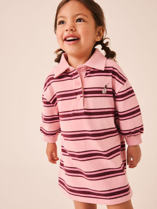 Pink Stripe Long Sleeve Rugby Sweat Dress (3mths-7yrs)