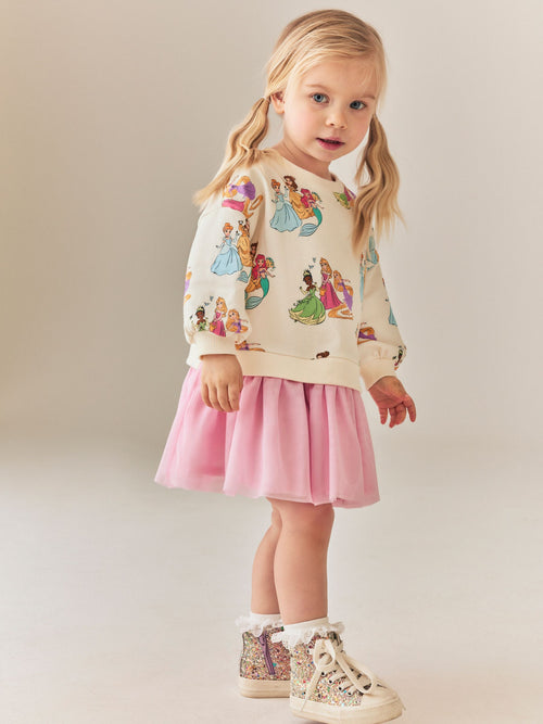 Pink Disney Princesses Sweat Mesh Dress (9mths-7yrs)