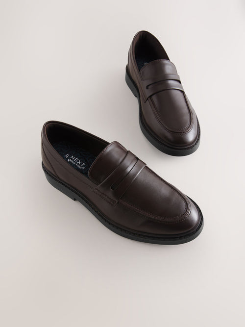 Chocolate Brown Leather Standard Fit (F) Smart Loafers