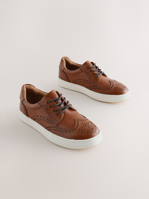 Tan Brown Standard Fit (F) Lace-Up Brogue Shoes