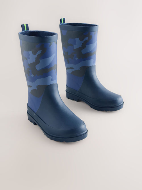 Navy Camo Rubber Wellies
