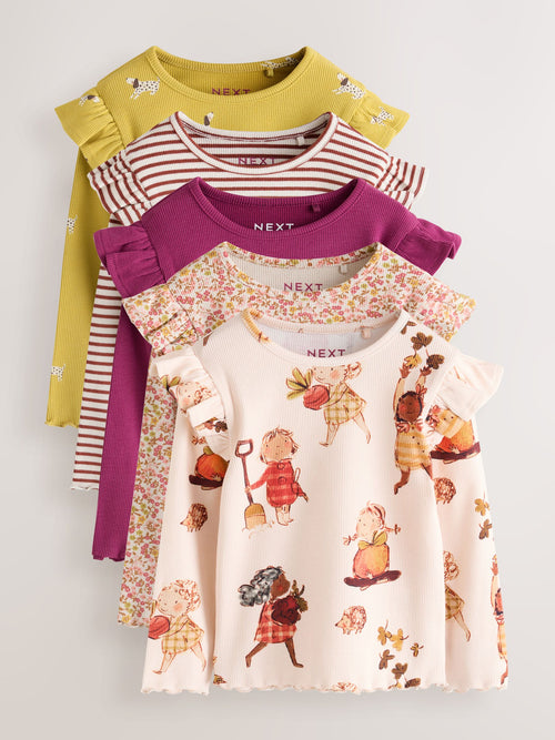 Berry Autumn Fairies Long Sleeve Ribbed Tops 5 Pack (3mths-7yrs)