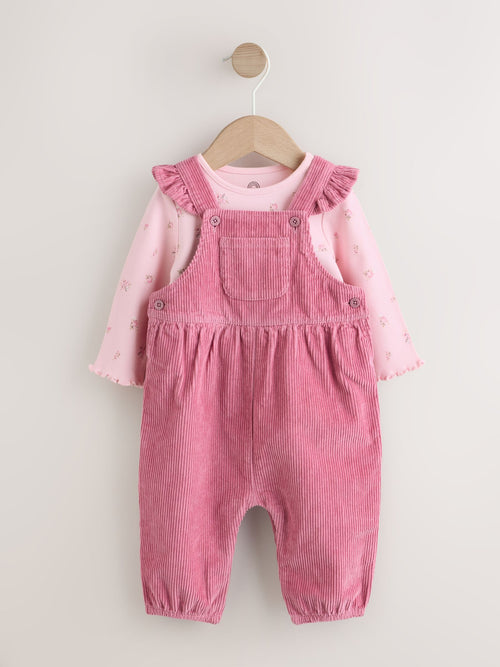 Pink Cord Dungarees and Bodysuit Baby Set 2 Piece (0mths-2yrs)