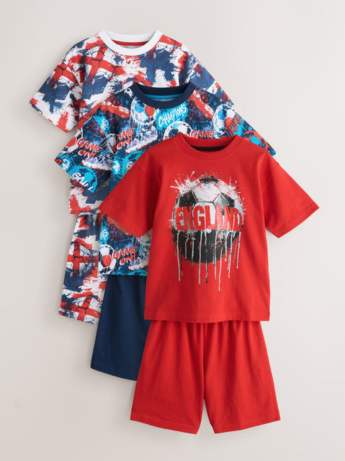Red/Blue England Short Pyjamas 3 Pack (3-16yrs)