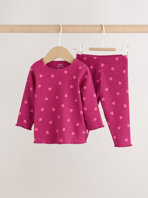 Heart Printed Rib Top and Leggings Baby Set 2 Piece (0mths-2yrs)