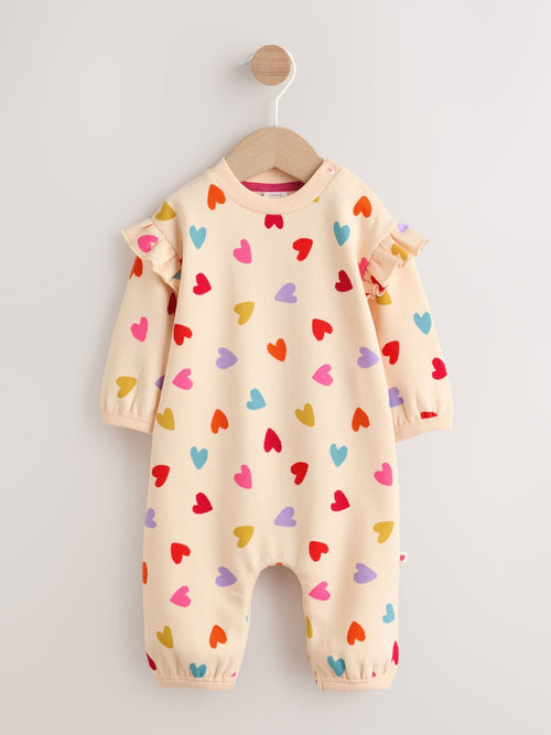 Ecru Bright Heart Sweat Baby Romper (0mths-2yrs)