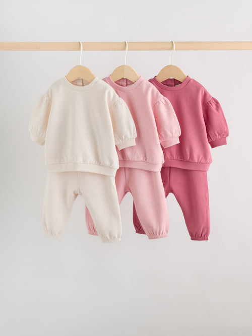 Pink Baby Sweat Top And Joggers 6 Pack (0mths-2yrs)