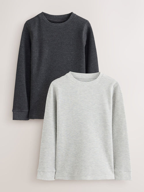 Grey/Black Grey Waffle Thermals 2 Pack (2-16yrs)