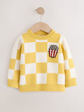 Yellow Popcorn Knitted Crew Neck Jumper (3mths-7yrs)