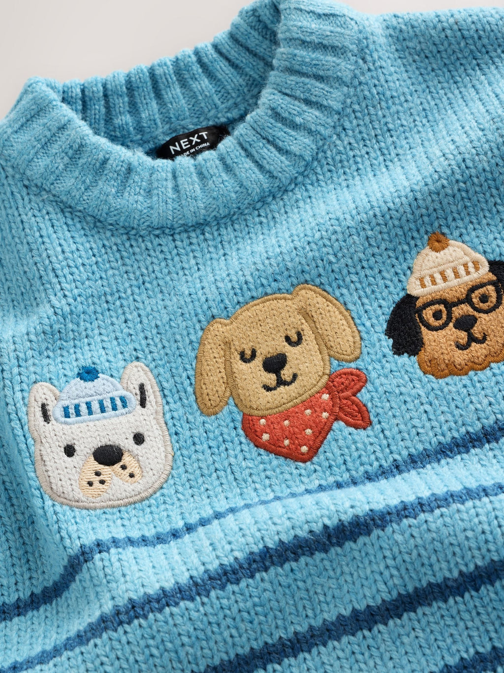 Blue Dogs Character Knitted Crew Neck Jumper (3mths-7yrs)