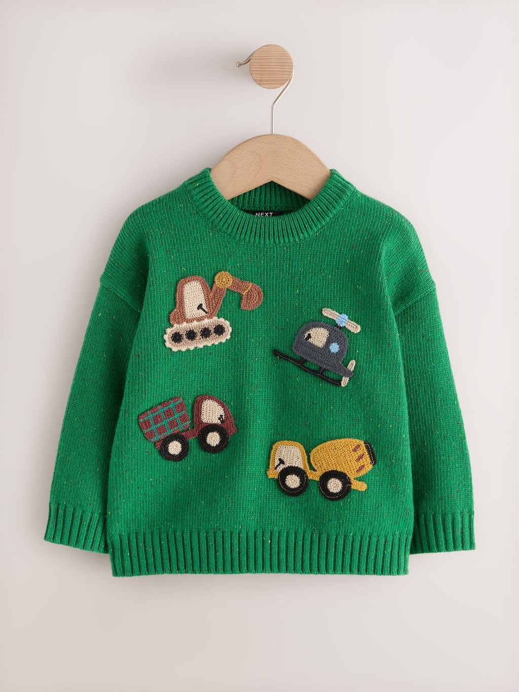 Green Transport Character Knitted Crew Neck Jumper (3mths-7yrs)