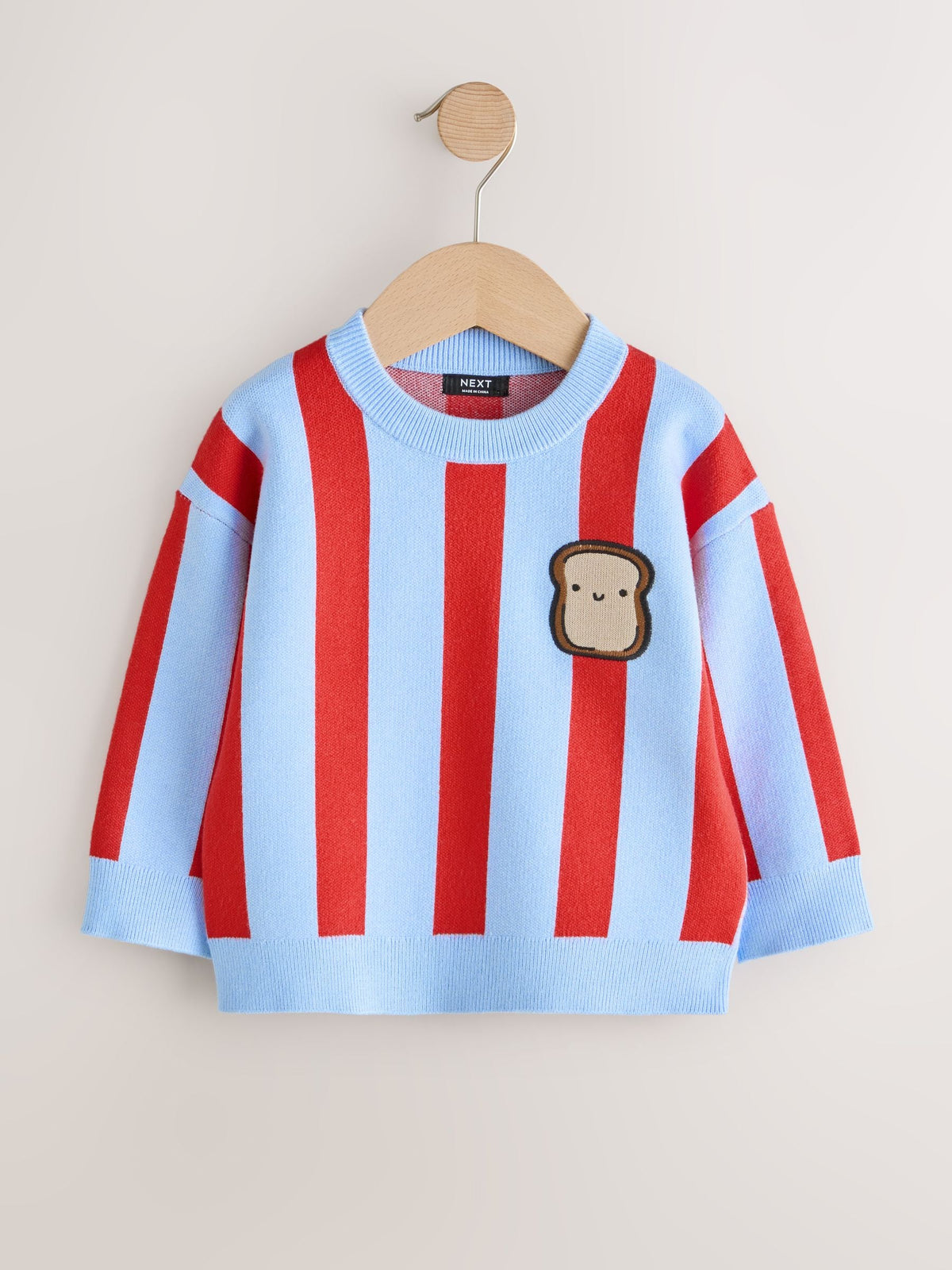 Red/Blue Toast Knitted Crew Neck Jumper (3mths-7yrs)