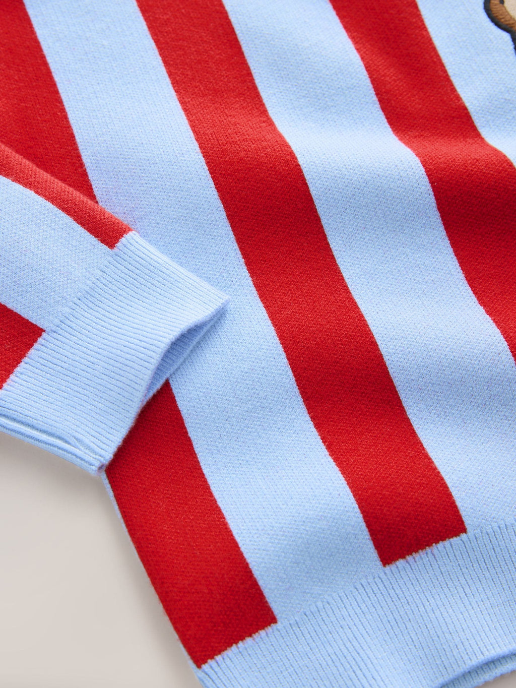 Red/Blue Toast Knitted Crew Neck Jumper (3mths-7yrs)