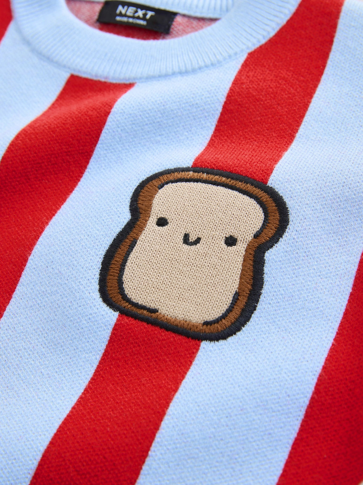 Red/Blue Toast Knitted Crew Neck Jumper (3mths-7yrs)