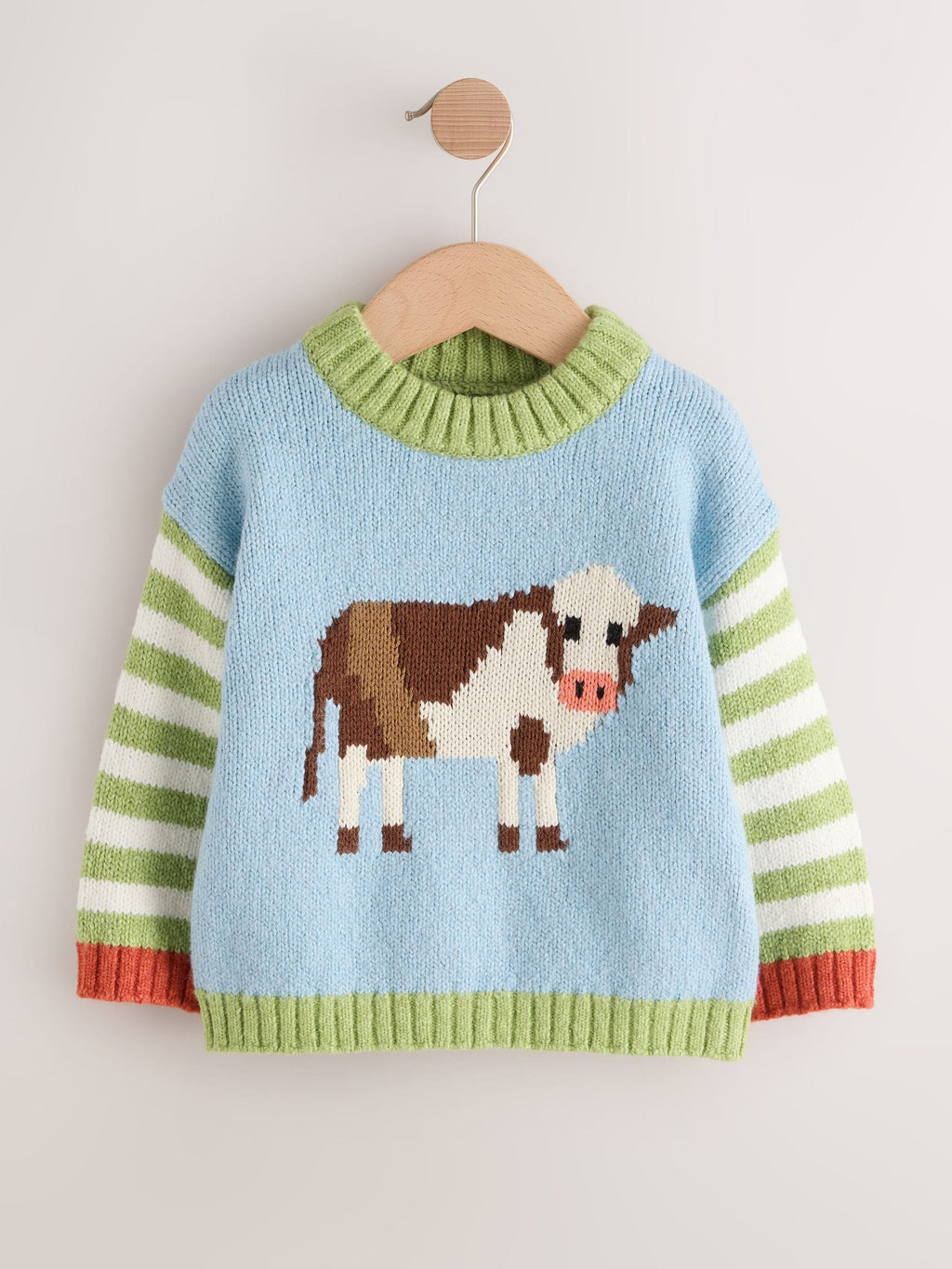 Multi Bright Cow Character Knitted Crew Neck Jumper (3mths-7yrs)
