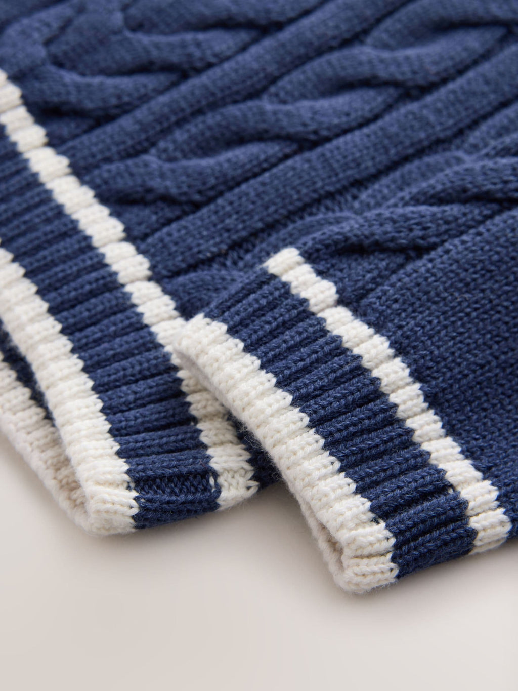 Navy Blue Cable Knit Varsity Jumper (3mths-7yrs)