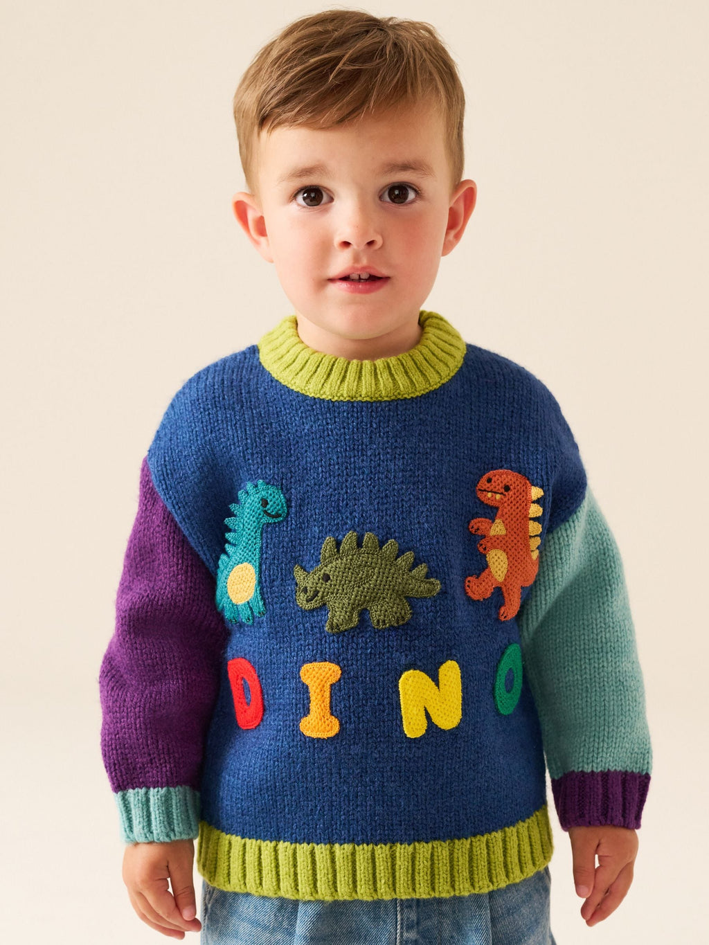 Green/Blue Character Knitted Crew Neck Jumper (3mths-7yrs)