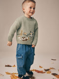 Sage Green Farm Character Knitted Crew Neck Jumper (3mths-7yrs)