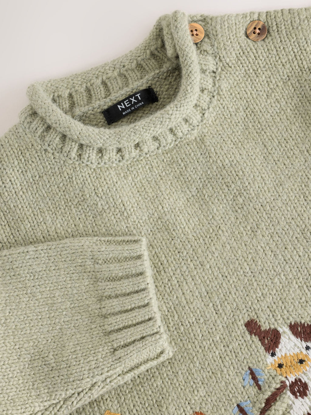 Sage Green Farm Character Knitted Crew Neck Jumper (3mths-7yrs)