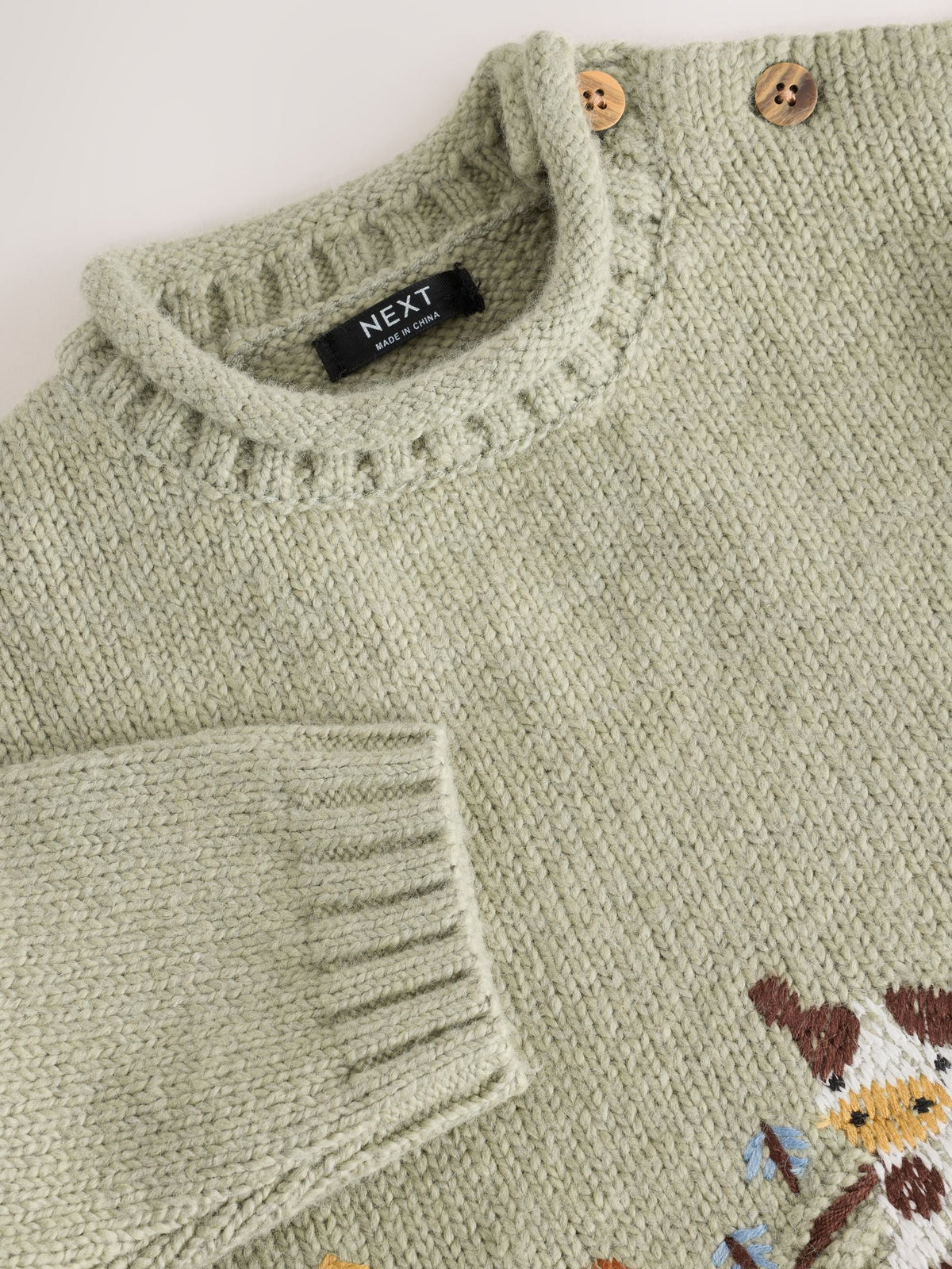 Sage Green Farm Character Knitted Crew Neck Jumper (3mths-7yrs)