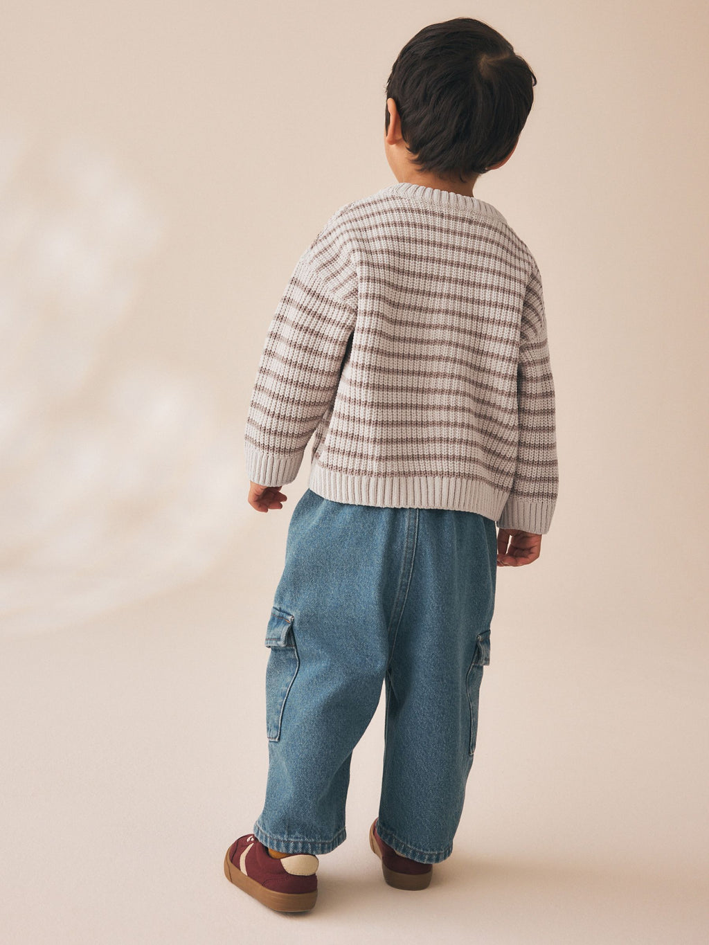 Neutral Chenille Stripe Knitted Crew Neck Jumper (3mths-7yrs)