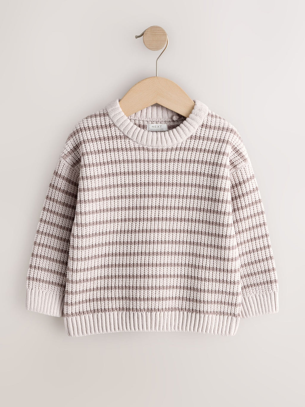 Neutral Chenille Stripe Knitted Crew Neck Jumper (3mths-7yrs)